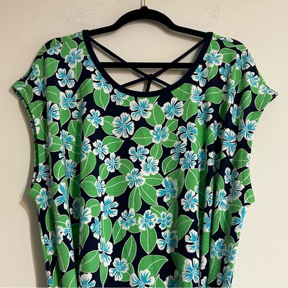 T by Talbots Open Back Short Sleeve Dress Floral Fields Plus Size 2x - Picture 8 of 10